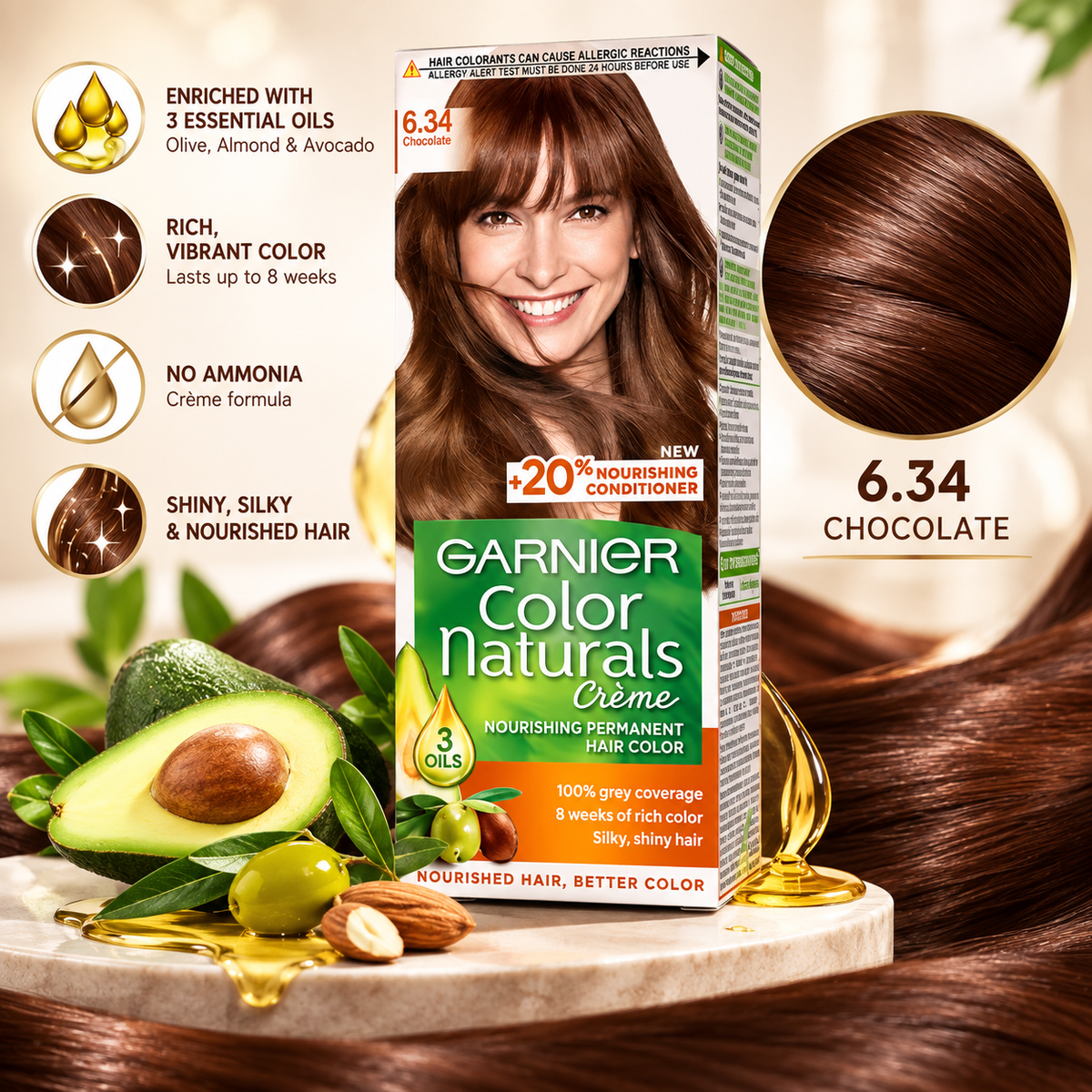 Garnier Color Naturals Hair Color – 6.34 Chocolate