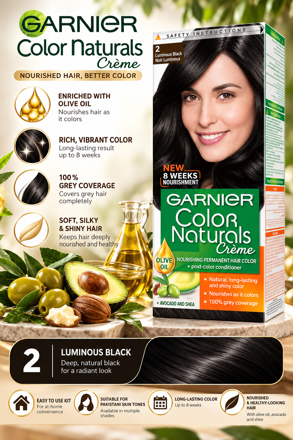 Garnier Color Naturals Nourishing Hair Color – 2 Black