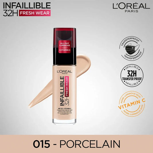 L'Oréal Paris Infallible 24H Fresh Wear Foundation – Shade 015 Porcelain