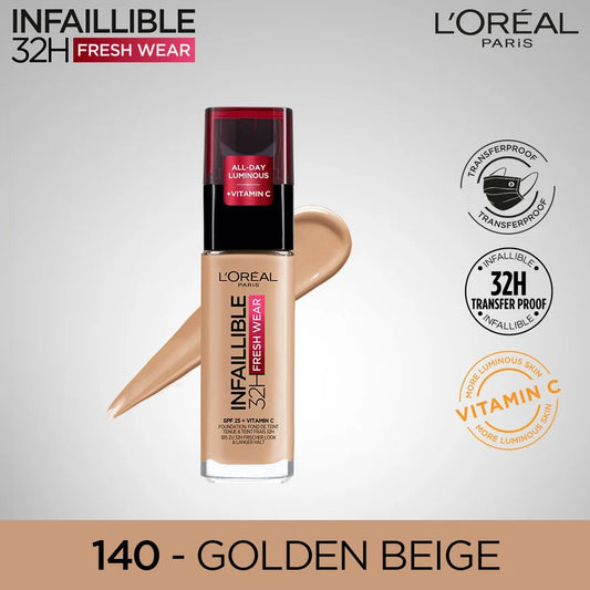 L'Oréal Paris Infallible Liquid Foundation – Shade 140